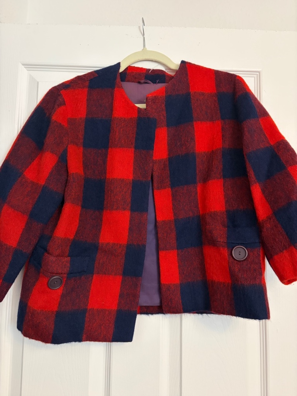 VINTAGE red buffalo check skirt cropped SET